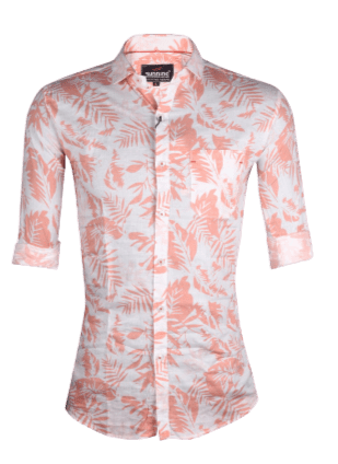 Linen Printed Men's Casual Shirts -M Light Pink