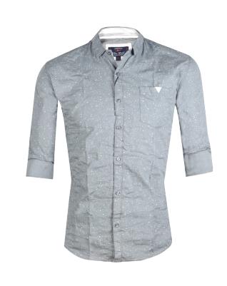 Cotton Printed Casual Shirt for Men -L Grey